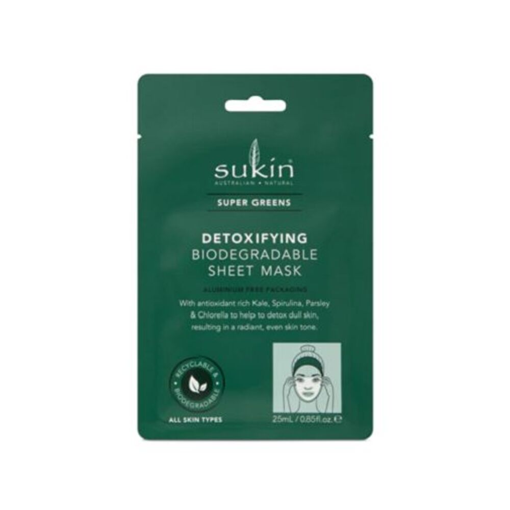 Sukin Super Greens Detoxifying Biodegradable Sheet Mask